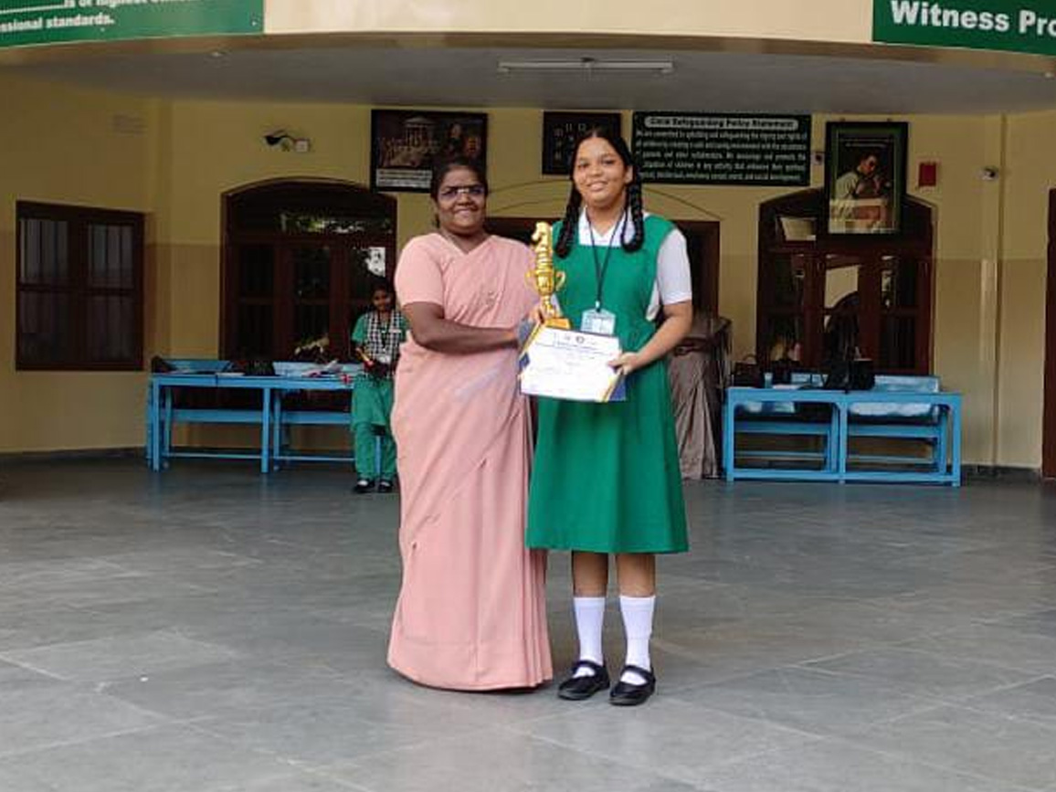 Nethra G of VIII B secured 7th place in Tamil Nadu State-Level Children's Open Chess Tournament.