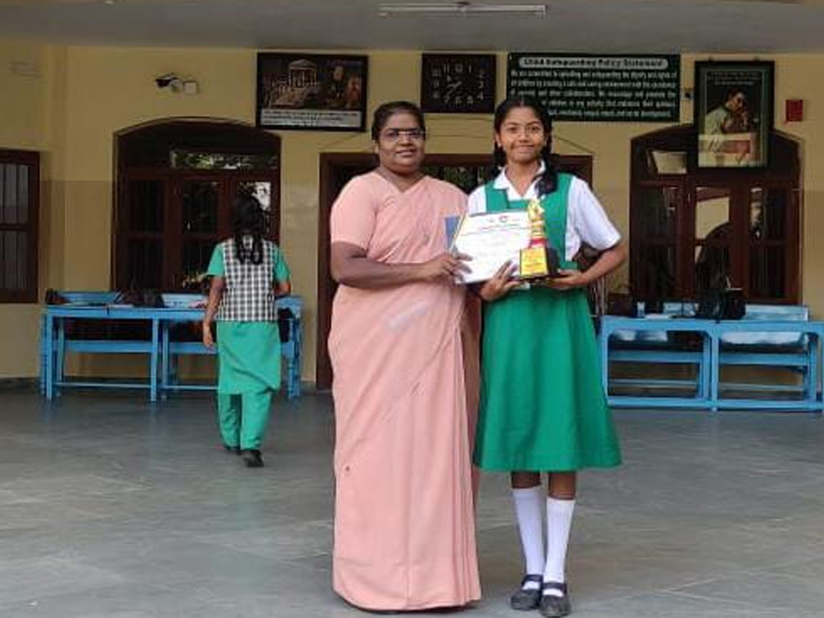 Sathiya of VIII B secured 11th place in Tamil Nadu State-Level Children’s Open Chess Tournament.