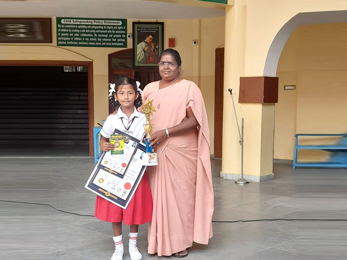 Class III student Shakthi M won the World Star Certificate for spinning LED sticks nonstop for three hours.